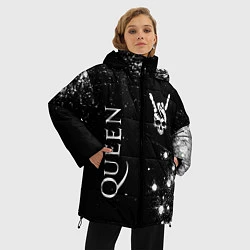 Куртка зимняя женская Queen и рок символ на темном фоне, цвет: 3D-черный — фото 2