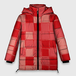 Куртка зимняя женская Красный паттерн из кубов, цвет: 3D-красный