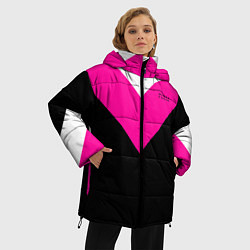 Куртка зимняя женская FIRM черный с розовой вставкой, цвет: 3D-светло-серый — фото 2