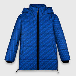 Куртка зимняя женская Плетёная синяя ткань - паттерн, цвет: 3D-черный