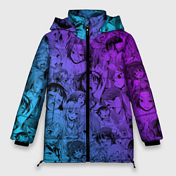 Куртка зимняя женская Ахегао красивый неон, цвет: 3D-черный