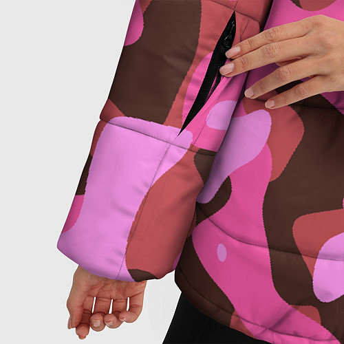 Женская зимняя куртка Абстракция в розовых тонах / 3D-Светло-серый – фото 5