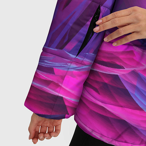 Женская зимняя куртка Круг и разноцветные кристаллы - vaporwave / 3D-Светло-серый – фото 5