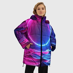 Куртка зимняя женская Круг и разноцветные кристаллы - vaporwave, цвет: 3D-светло-серый — фото 2