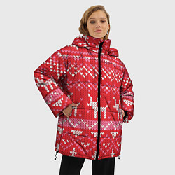 Куртка зимняя женская Тёплые олени, цвет: 3D-красный — фото 2