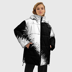 Куртка зимняя женская Белая и чёрная полоса, цвет: 3D-светло-серый — фото 2