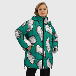 Куртка зимняя женская Книжный узор, цвет: 3D-светло-серый — фото 2