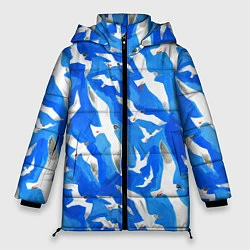 Куртка зимняя женская Летящие чайки в небе, цвет: 3D-светло-серый