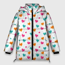 Куртка зимняя женская Горячие сердца, цвет: 3D-черный