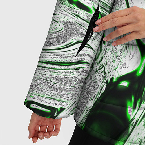 Женская зимняя куртка Зеленый узор / 3D-Светло-серый – фото 5
