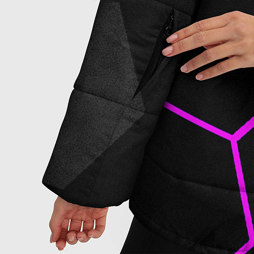 Женская зимняя куртка Крупные неоновые соты / 3D-Светло-серый – фото 5