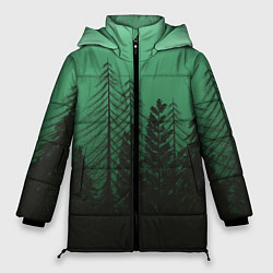 Куртка зимняя женская Зелёный туманный лес, цвет: 3D-черный
