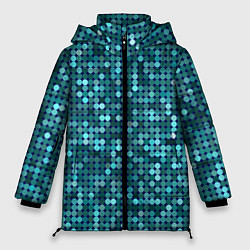 Куртка зимняя женская Блеск пайеток изумрудных бирюзовых, цвет: 3D-черный