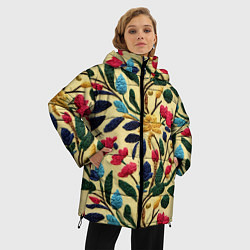 Куртка зимняя женская Эффект вышивки цветочная поляна, цвет: 3D-красный — фото 2