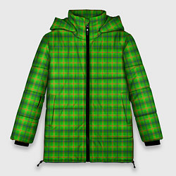 Куртка зимняя женская Шотландка зеленая крупная, цвет: 3D-черный