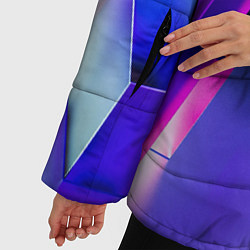 Куртка зимняя женская Синие и розовые прямоугольники, цвет: 3D-красный — фото 2