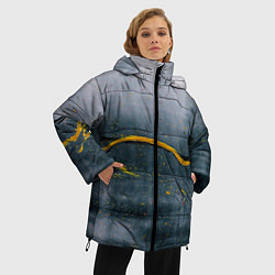 Куртка зимняя женская Серо-светлый абстрактный туман и краски, цвет: 3D-черный — фото 2