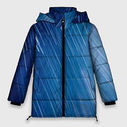 Куртка зимняя женская Белые полосы на синем фоне, цвет: 3D-черный