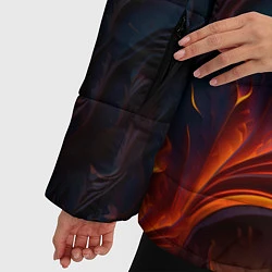 Куртка зимняя женская Огненный орнамент с языками пламени, цвет: 3D-черный — фото 2