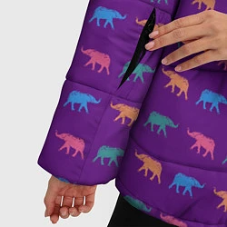 Куртка зимняя женская Разноцветные слоны, цвет: 3D-светло-серый — фото 2