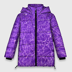 Куртка зимняя женская Абстрактные фиолетовые волны воды, цвет: 3D-светло-серый