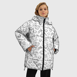 Куртка зимняя женская Дудлы с темой любви и космоса, цвет: 3D-светло-серый — фото 2