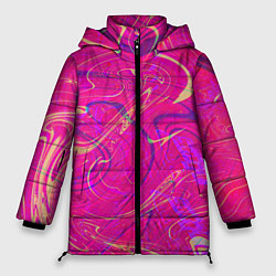 Куртка зимняя женская Розовая абстракция, цвет: 3D-красный