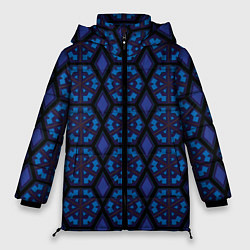 Куртка зимняя женская Орнамент из шестиугольников, цвет: 3D-черный
