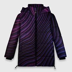 Куртка зимняя женская Фиолетово-синяя волнообразная абстракция, цвет: 3D-светло-серый