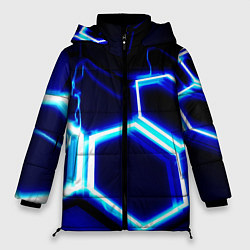 Куртка зимняя женская Neon abstraction plates storm, цвет: 3D-черный