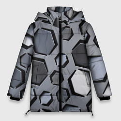 Куртка зимняя женская Металик - разрезы доспех, цвет: 3D-черный