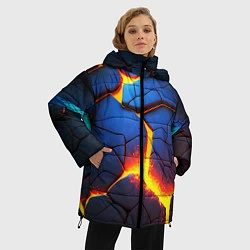 Куртка зимняя женская Яркая неоновая лава, разломы, цвет: 3D-светло-серый — фото 2