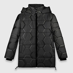 Куртка зимняя женская Abstraction hexagon grey, цвет: 3D-красный