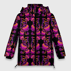 Куртка зимняя женская Инопланетные цветы, цвет: 3D-черный