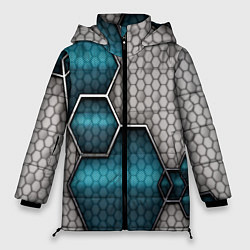 Куртка зимняя женская Cyber texture abstraction, цвет: 3D-светло-серый