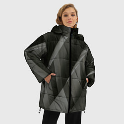 Куртка зимняя женская Абстрактные серые острые металлические листы, цвет: 3D-черный — фото 2