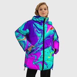 Куртка зимняя женская Неоновые краски разводы, цвет: 3D-красный — фото 2
