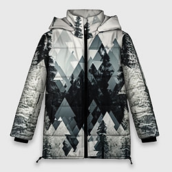Куртка зимняя женская Абстракция зимнего леса, цвет: 3D-черный
