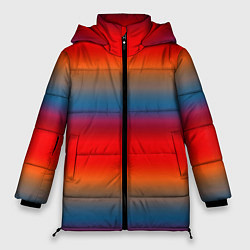 Куртка зимняя женская Оранжево-синие размытые полосы, цвет: 3D-красный