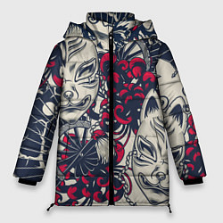Куртка зимняя женская Восточные маски, цвет: 3D-светло-серый