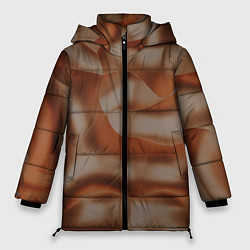 Куртка зимняя женская Тёмно-золотистые абстрактные волны, цвет: 3D-красный