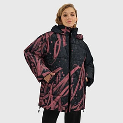 Куртка зимняя женская Бордовое граффити, цвет: 3D-черный — фото 2