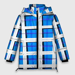 Куртка зимняя женская Синяя клетка, цвет: 3D-черный