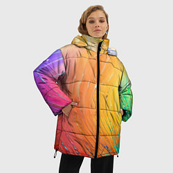 Куртка зимняя женская Оранжевое настроение красочная абстракция, цвет: 3D-светло-серый — фото 2