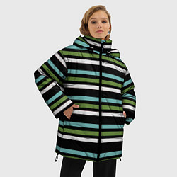 Куртка зимняя женская Абстрактные тёмные полосы, цвет: 3D-светло-серый — фото 2