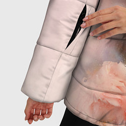 Куртка зимняя женская Цветы за стеклом - полосы с градиентом, цвет: 3D-светло-серый — фото 2