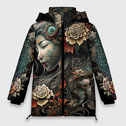 Женская зимняя куртка Японская девушка Irezumi