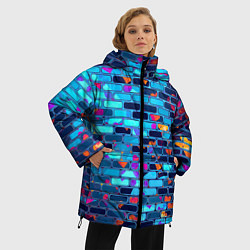 Куртка зимняя женская Кирпичные сердца, цвет: 3D-черный — фото 2