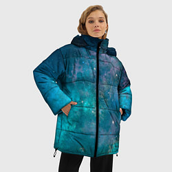 Куртка зимняя женская Абстрактный светло-синий космос и звёзды, цвет: 3D-красный — фото 2