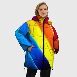Куртка зимняя женская Радужные полосы текстура, цвет: 3D-светло-серый — фото 2